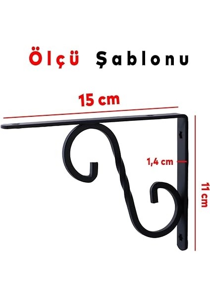 Raf Altı Raf Tutucu Ayak Ferforje Siyah 150X110 mm 2 Adet fiyatları