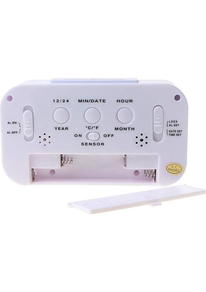 Dekoratif Dijital Alarmlı Saat, 12/24 Dönüştürme Gece Görüşlü Yatak Başucu Saati Masa Saati LED Ekran Pilli Çalar Saat 13 x 4.5x 7.5cm (Beyaz) fiyatları