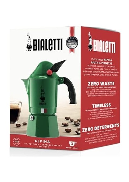 2762 Moka Express Alpina (Dağ Avcıları Korpları) Espresso Pişirici, Alüminyum, Yeşil fırsatları