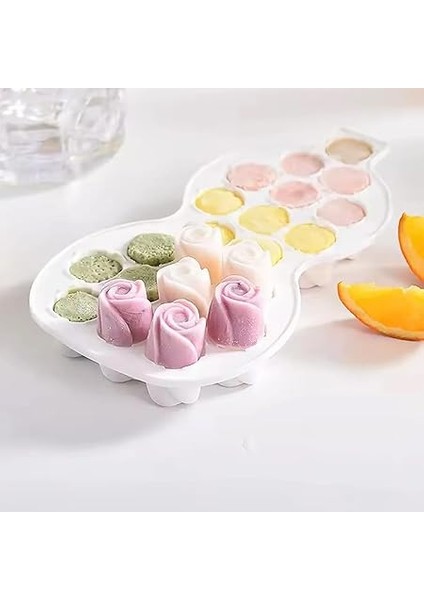 Bölmeli Gül Şekilli Silikon Buz Kalıbı (Kapaklı) - Dekoratif Buz Gülleri, Kokteyl ve Özel Sunumlar Için Ideal, 1 Adet fiyatları