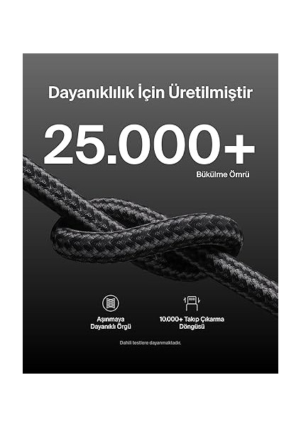 2'li Örgülü Usb-C - Lightning Kablo, 1,5 M, iPhone 14 ve Önceki Modeller, 9. Nesil iPad ve Airpods Için Hızlı Şarj Kablosu, Siyah modelleri