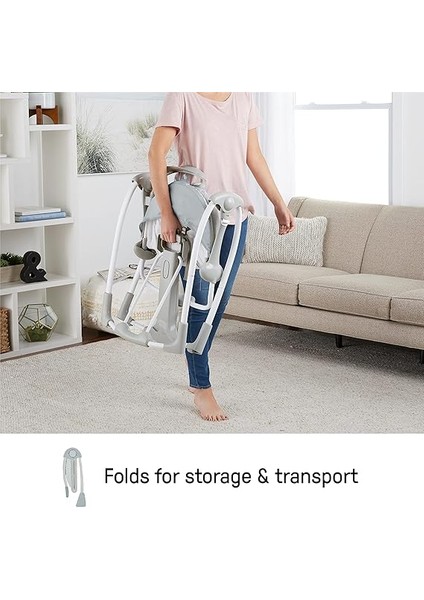 Convertme 2'si 1 Arada Kompakt Taşınabilir Bebek Salıncağı ve Bebek Koltuğu, Akülü Titreşimler, Otomatik Sallanma, Doğa Sesleri - 9 Kg'a Kadar indirimleri