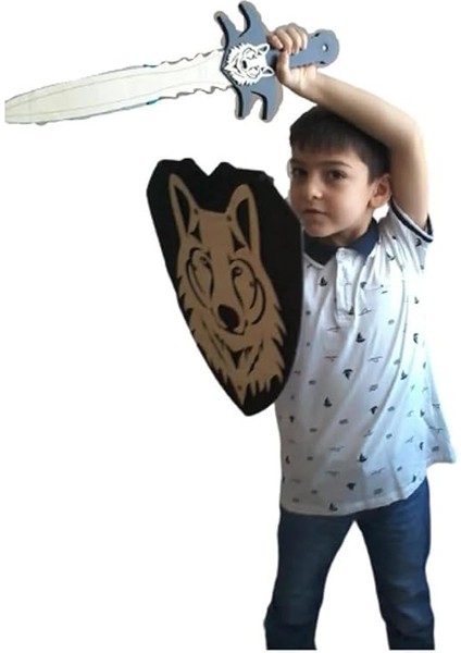 Kurt Başlı Kılıc Kalkan Seti, Ahşap Oyuncak ETİCSET030 indirimleri