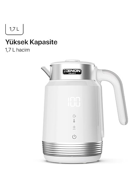 Smart Akıllı Kettle Paslanmaz Çelik Çift Katmanlı Mobil Uygulama Kontrollü Dijital Dokunmatik Otomatik Kapanma Hızlı Kaynatma Kolay Temizlik Kaçak Akım Korumalı Su Isıtıcı 1.7 Lt (Beyaz) X7102 fırsatları