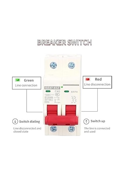 500V Dc Devre Kesici, 2 Kutuplu 40A Dc Minyatür Devre Kesici Mcb Pv Bağlantı Kesme Anahtarı Solar Pv Sistemi Devre Kesici Güneş Panelleri Için Dc Bağlantı Kesme Anahtarı Fotovoltaik Sistem fırsatları