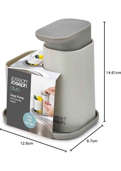 Joseph Duo Sabun Dispenseri, Sünger Tutuculu, Mutfak Lavabosu Için El Deterjanı Dispenseri, Gri modelleri