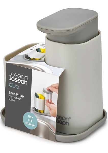 Joseph Duo Sabun Dispenseri, Sünger Tutuculu, Mutfak Lavabosu Için El Deterjanı Dispenseri, Gri indirimleri