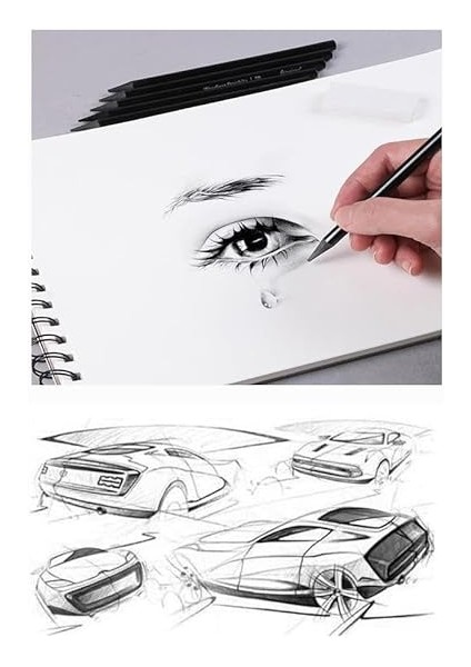 A4 Eskiz Defteri Spralli 50 Yaprak Karakalem Çizim Seti Gölgelendirme Kalemi Hamur Silgi Fatih Dereceli Kalem Hobi Tasarım Seti fırsatları