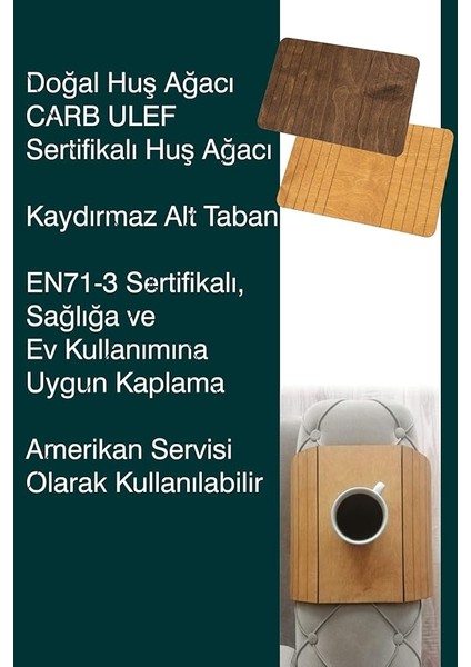 Koltuk Tepsisi, Kolçak Tepsisi, Yan Sehpa, Gerçek Ahşap (2 Adet, Koyu Ceviz) fırsatları