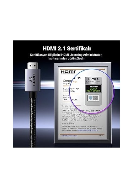 HDMI 2.1 Kablo 8k 60Hz 4K 240Hz 165Hz 144Hz 120Hz 48GBIT/S Yüksek Hızlı, HDMI Kablo 2.1 Ultra Hd Earc Hdr 10+ Hdcp 2.3 Dolby Vision Vrr Tv/ps5/ps4/ Xbox Series X/monitör ile Uyumlu (2m) fiyatları