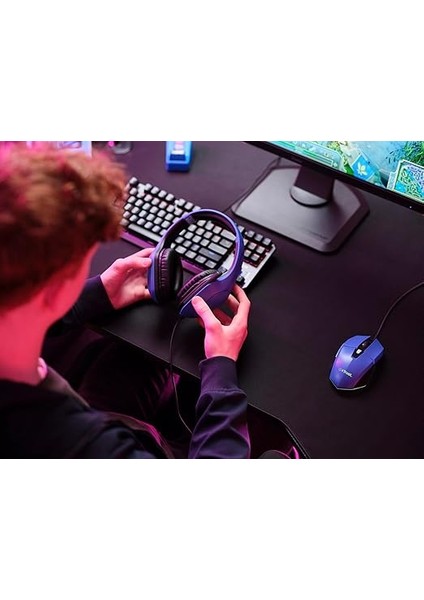 Gaming Gxt 415B Zirox Hafif Oyun Kulaklığı, 50 mm Sürücülü Pc, Xbox, Ps4, Ps5, Anahtar, Mobil, 3,5 mm Ses Jakı, 2 M Kablo, Kulak Üstü Mikrofonlu Kulaklık, Mavi modelleri