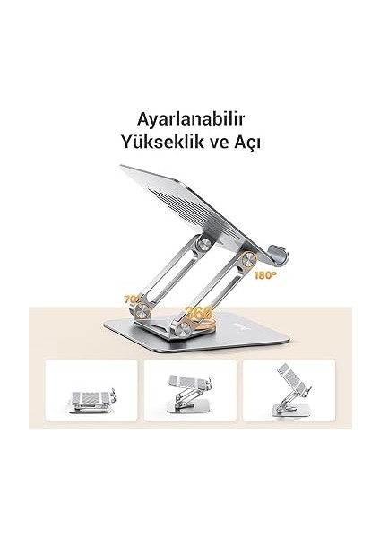 360° Dönebilen Alüminyum Tablet Standı Yükseklik ve Eğim Ayarlı Metal Tablet Tutucu iPad Pro 13 12 11 Air Mini 5 4 3 Telefon E-Okuyucu Uyumlu fırsatları