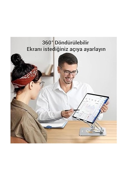 360° Dönebilen Alüminyum Tablet Standı Yükseklik ve Eğim Ayarlı Metal Tablet Tutucu iPad Pro 13 12 11 Air Mini 5 4 3 Telefon E-Okuyucu Uyumlu indirimleri