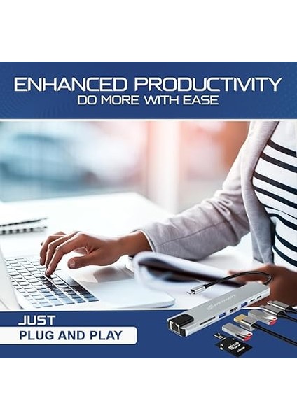 8 Portları 1 Arada USB C Hub Adaptörü, 4K Hdmı, Şarj Cihazı, USB C Bağlantı Noktaları, Sd/micro Sd Kart Okuyucular, Ethernet Bağlantı Noktası, M1 ve M2 Mac Bilgisayarlar Için, Thunderbolt 3 fırsatları