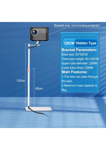 PROJEKSIYON130 cm Ayarlanabilir Projektör Standı – Metal Gövde, Gimbal Tip, Kablo Geçişli, 5 kg Taşıma Kapasiteli, 65-130 cm Teleskopik Yükseklik, 20×34 cm Geniş Tabanlı Tripod, Ev ve Ofis Için | TY08 fiyatları
