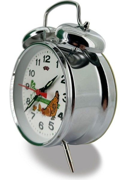 Kurmalı Çift Çanlı Çalar Saat Tavuk ve Çiftlik Desenli Nostalji Masaüstü Saat 11X11X6 cm Ebatlarında Dekoratif Yatak Odası Çocuk ve Genç Odası Için modelleri
