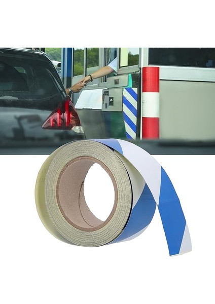 Reflektif Mavi Beyaz Çizgili 5CMX30M, Çizgili Reflektör Bant Kendinden Yapışkanlı Su Geçirmez Dış Mekan Reflektör Yüksek Mukavemetli Yüksek Görünürlük Tehlike Uyarı Güvenliği