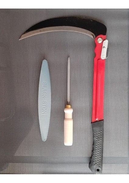Katlanır Tırpan Ağaç Dal Ot Çalı Kesme Budama Orak ve Tırpan Taşı Eğe Bileme Seti 3 Parça Bahçe Seti fiyatları