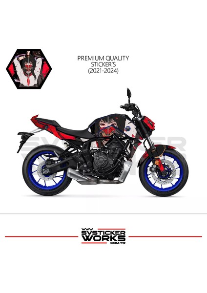 Mt-07 2021-2024 Kaplama Sticker Katana Girl Motor Kaplama Modeli Hazır Kit 2021-2024 Uyumlu