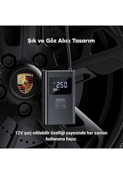 150PSİ Dijital Ekranlı Taşınabilir Şarjlı Hava Kompresörü – Araç, Motosiklet, Bisiklet Pompası modelleri