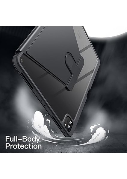 Dönen Kılıf Için iPad Pro 12.9 Inç (2022/2021/2020/2018) ile Pencil Tutucu, 360 Derece Dönebilen Koruyucu Stand Kapağı Şeffaf Arka, Otomatik Uyanma/uyuma (Uzay Grisi) fırsatları