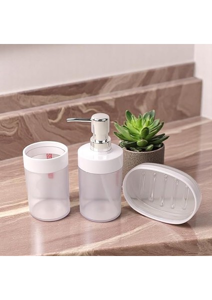 Akrilik 3'lü Banyo ve Lavabo Seti - Diş Fırçalık, Sıvı Sabunluk ve Katı Sabunluk - Şık, Dayanıklı, Modern Banyo Organizeri (Asorti) fiyatları