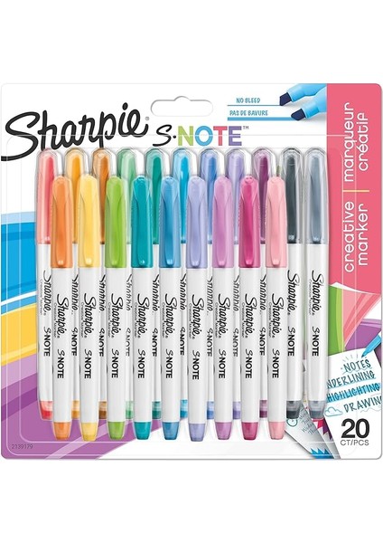 S-Note Kreatif Markör, 20'li Blister, Karışık, 20'li