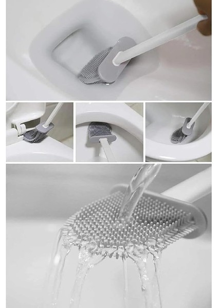 Home Duvara Yapıştırılabilir Silikon Wc Fırçası,ince Aralara Girebilir Silikon Klozet Fırçası (Beyaz) indirimleri