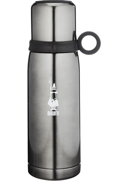 - Termos - 460ML - Koyu Gri Renk - Paslanmaz Çelik - Çift Katmanlı - 12 Saat Sıcak 24 Saat Soğuk Tutar - Bardaklı Kapak Özelliği