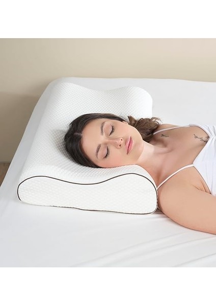 Çift Taraflı Yüksek Boyun Destekli Yastık Visco Yastık - 60X40X14-12CM 1450 Gram fiyatları