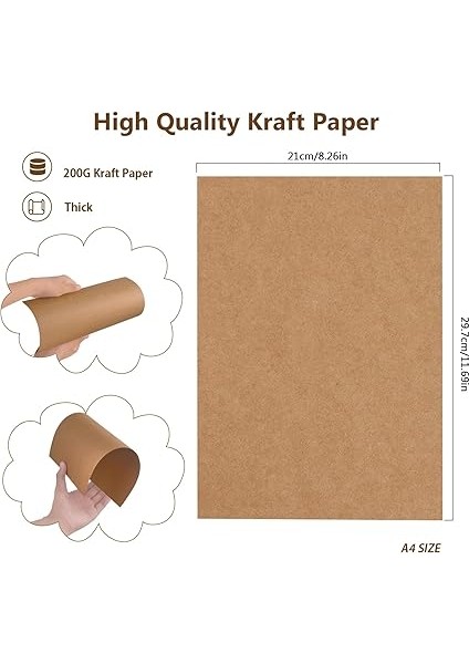 50 Adet A4 Kraft Kağıdı 21 x 29,7 cm 200 G/m² Yazdırılabilir Kraft Karton A4 Kendin Yap Boş Kartlar, Düğün Davetiyeleri, Şükran Günü Kartları fiyatları