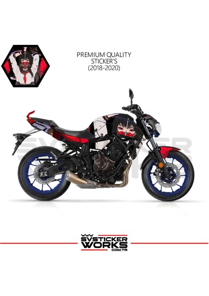 Mt-07 Kaplama Sticker Katana Girl Motor Kaplama Modeli Hazır Kit 2019 / 2023 Uyumlu