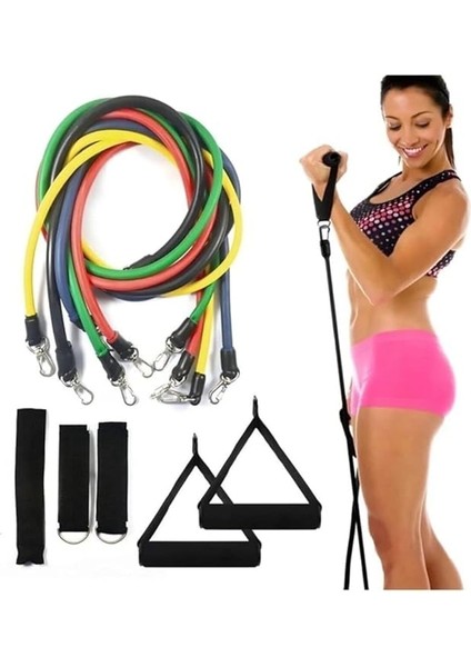 Direnç Lastiği Seti 11 Parça – Fitness, Pilates, Evde Spor ve Vücut Geliştirme Egzersiz Seti indirimleri