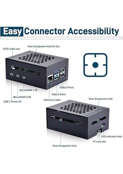 Metal Kasa Için Raspberry Pi 5, Destek Pcıe M.2 Nvme SSD Kalkanı Üst X1001 / X1000 / N04 /N05 ve Raspberry Pi 5 Aktif Soğutucu fiyatları