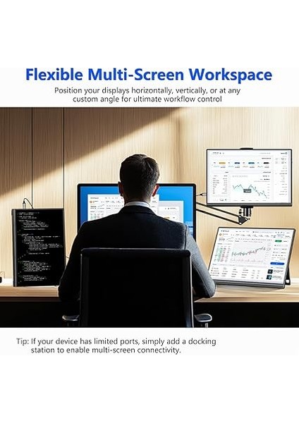Inç Taşınabilir Dizüstü Bilgisayar Monitörü, Usb-C ile 1920 x 1200P IPS Dizüstü Bilgisayar Monitörü, Freesync HDMI Standlı Oyun Monitörü, Dört Renkte, Seyahat ve Ofis Için 0,8 cm Ultra Ince fiyatları