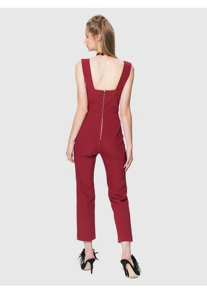 Askılı Fermuarlı Tulum Bordo K1812005_008 fırsatları