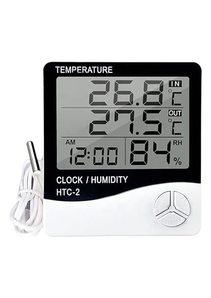 Dijital Termometre Sıcaklık ve Nem Ölçer Higrometre Masa Alarm, Problu Dijital Termometre, Problu Sıcaklık ve Nem Ölçer