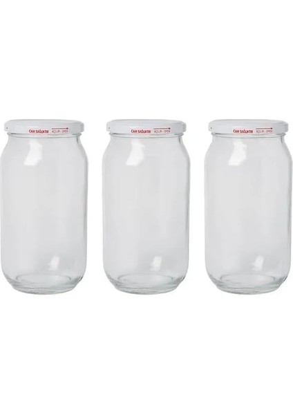 Adet 1000 ml Metal Beyaz Konserve Kapaklı Şeffaf Paşabahçe Menemen Turşuluk Cam Kavanoz