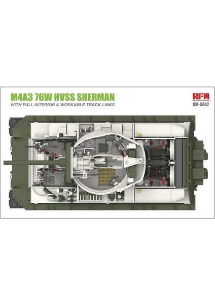 5042 1/35 Ölçek, M4A3 76W HVSS Sherman Tankı, İç Detaylı, Plastik Model kiti