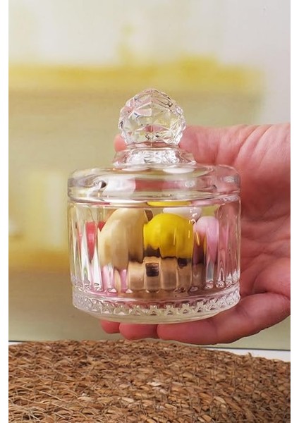 Lüx Kristal Mini Cam Şekerlik & Cam Lokumluk, Kesme Cam Lüx Şekerlik 7.5cm*9.2cm - 06642 modelleri