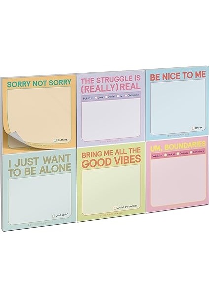 Knock Güncel Ruh Hali Yapışkan Paket Seti, 6 Yapışkan Not Defteri Seti, 6 x 6 cm ve Her Biri 40 Yaprak fırsatları