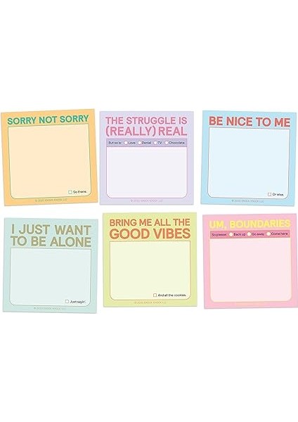 Knock Güncel Ruh Hali Yapışkan Paket Seti, 6 Yapışkan Not Defteri Seti, 6 x 6 cm ve Her Biri 40 Yaprak indirimleri