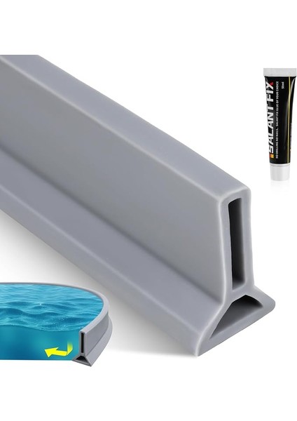 1m Duş Eşiği Su Bariyeri, Silikon Duş Sıçrama Koruma Şeridi 50G Tutkallı, Kendinden Yapışkanlı Islak Oda Zemin Bariyeri, Banyo Için Islak Oda Banyo Zemin Contası, Mutfak Lavabosu (5 cm