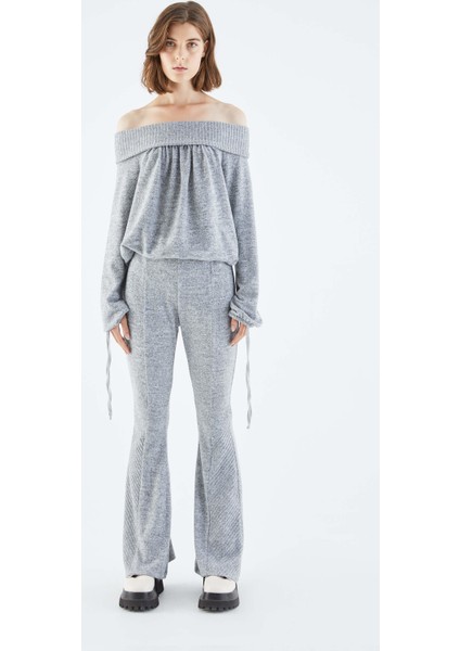 İspanyol Paça Kadın Eşofman Altı Gri - Melanj K2154115_434 fiyatları