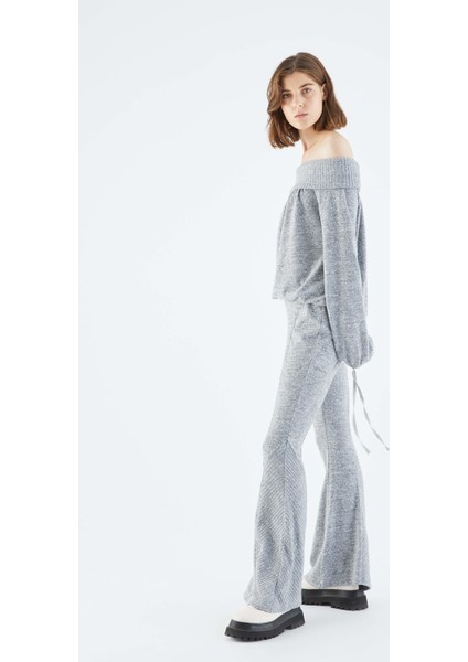 İspanyol Paça Kadın Eşofman Altı Gri - Melanj K2154115_434 modelleri