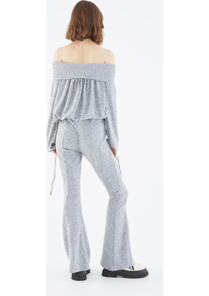 İspanyol Paça Kadın Eşofman Altı Gri - Melanj K2154115_434 fırsatları