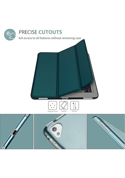 ile Uyumlu iPad Pro 12,9 Inç 2017/2015 Kılıf Kapak (Eski Model, 1. ve 2. Nesil), Ultra Ince Hafif Stand Koruyucu Kılıf Kabuk Yarı Saydam Buzlu Arka Kılıf Koruyucu Kılıf - Zümrüt modelleri