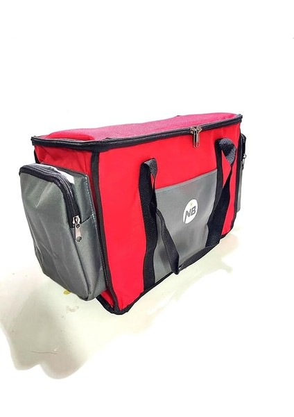 Yalıtımlı Piknik Soğutucu Çanta, Yan Cepli, Taşıma Askılı, Orta Boy, (Kırmızı-Gri) modelleri