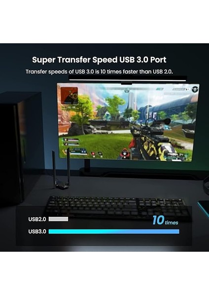 U18A Wi-Fi 6 Adaptör USB 3.0, AX1800 Çift Bantlı Wireless Adaptör, 1201MBPS 5ghz, 574MBPS 2.4ghz, Tak ve Çalıştır, Mu-Mımo Teknolojisi, Wpa3, Windows 10 Desteği, Siyah fırsatları