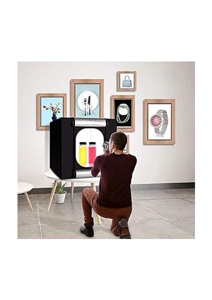 60X60CM Profesyonel Stüdyo LED Işıklı Ürün Fotoğraf Çadırı fiyatları
